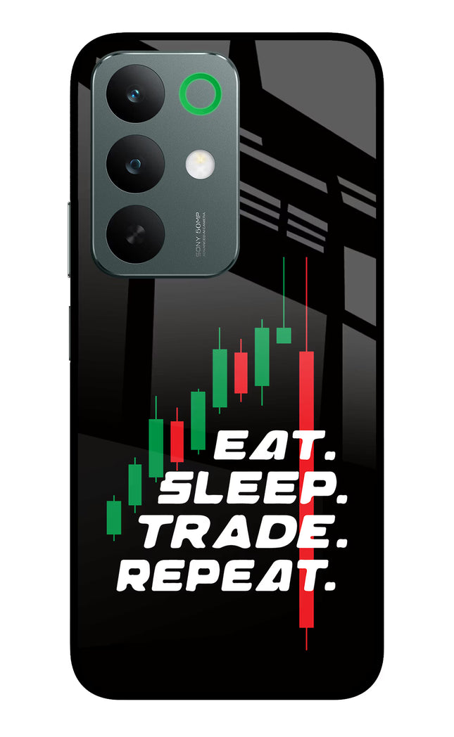 Eat Sleep Trade Repeat Realme C85 5G Glass Case Back Cover by Casekaro