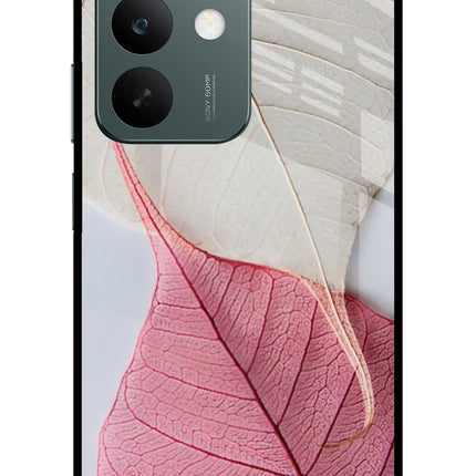 White Pink Leaf Realme C85 5G Glass Case Back Cover by Casekaro