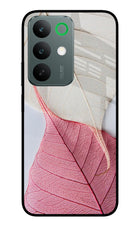 White Pink Leaf Realme C85 5G Glass Case Back Cover by Casekaro
