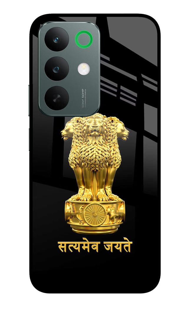Satyamev Jayate Golden Realme C85 5G Glass Case Back Cover by Casekaro