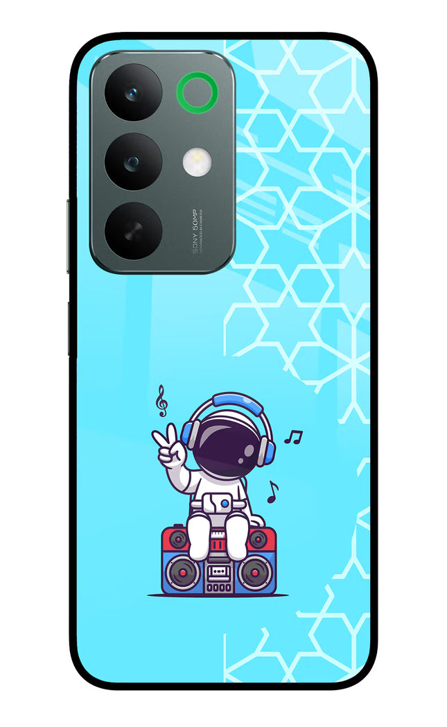 Cute Astronaut Chilling Realme C85 5G Glass Case Back Cover by Casekaro