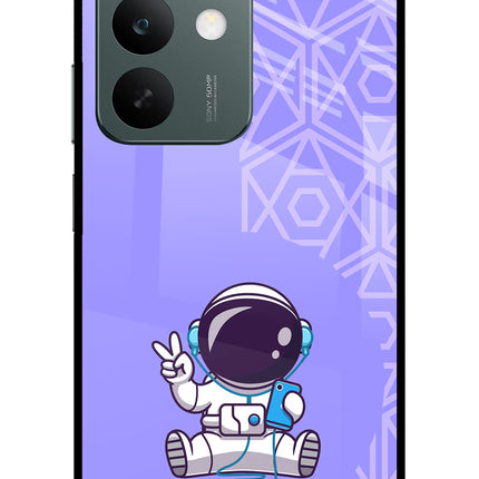 Cute Astronaut Chilling Realme C85 5G Glass Case Back Cover by Casekaro