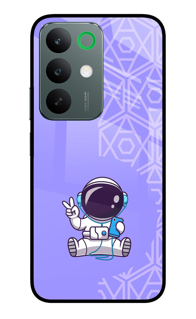 Cute Astronaut Chilling Realme C85 5G Glass Case Back Cover by Casekaro