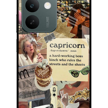 Capricorn Zodiac Realme C85 5G Glass Case Back Cover by Casekaro