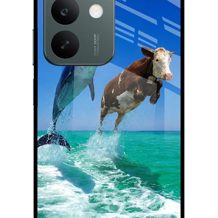 Dolphin vs Cow Realme C85 5G Glass Case Back Cover by Casekaro