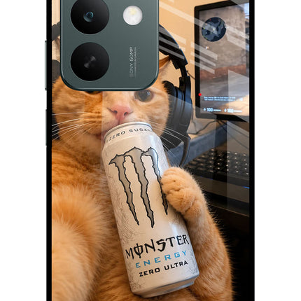 Gamer Cat Energy Realme C85 5G Glass Case Back Cover by Casekaro