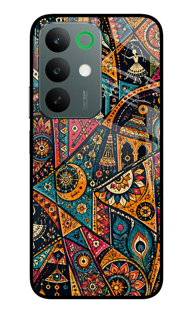 Folk Print Realme C85 5G Glass Case Back Cover by Casekaro