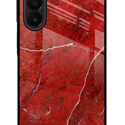 Red Marble Design Samsung A27 5G Glass Case Back Cover by Casekaro