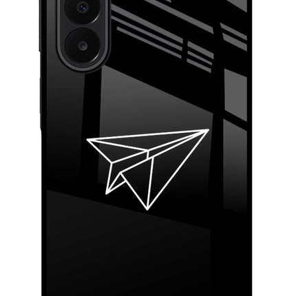 Paper Plane White Samsung A27 5G Glass Case Back Cover by Casekaro