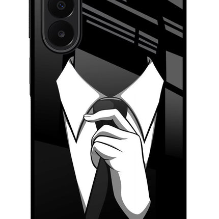 Black Tie Samsung A27 5G Glass Case Back Cover by Casekaro