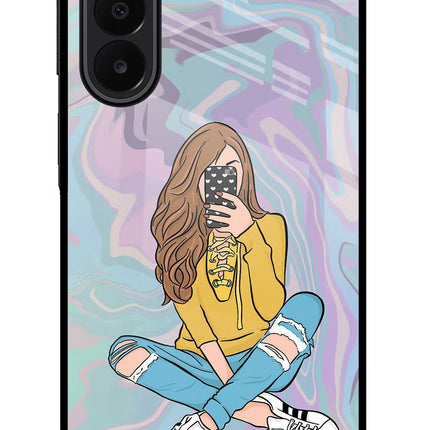 Selfie Girl Samsung A27 5G Glass Case Back Cover by Casekaro