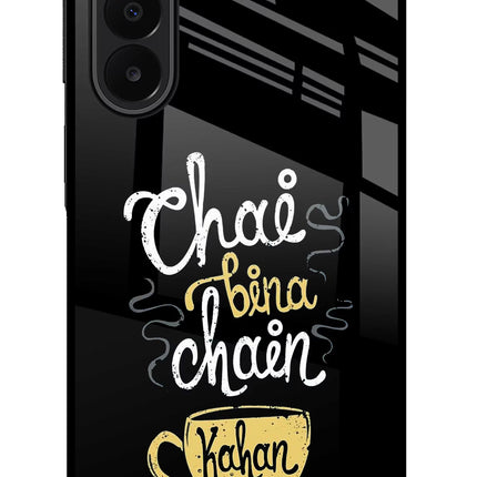 Chai Bina Chain Kaha Re Samsung A27 5G Glass Case Back Cover by Casekaro