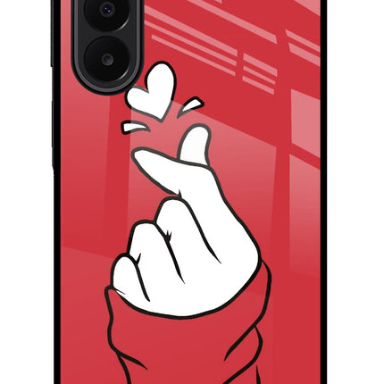 Korean Love Sign Samsung A27 5G Glass Case Back Cover by Casekaro