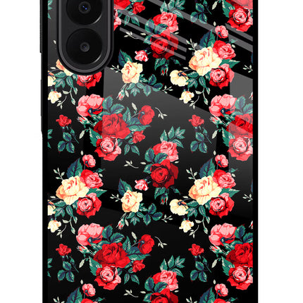 Rose Pattern Samsung A27 5G Glass Case Back Cover by Casekaro