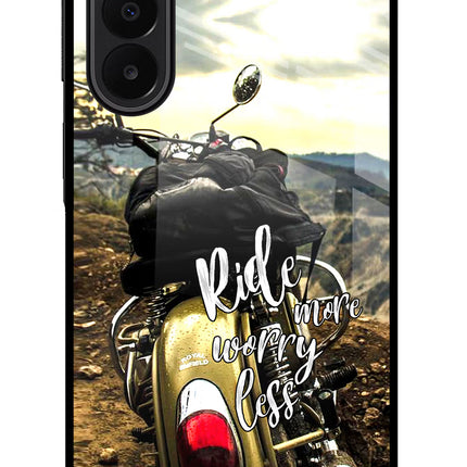 Ride More Worry Less Samsung A27 5G Glass Case Back Cover by Casekaro