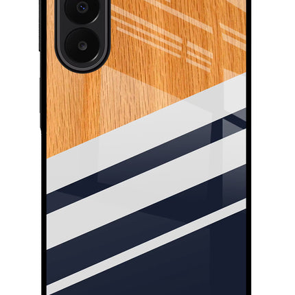 Blue and white wooden Samsung A27 5G Glass Case Back Cover by Casekaro