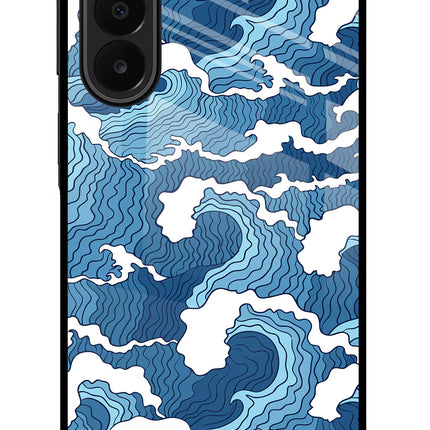 Blue Waves Samsung A27 5G Glass Case Back Cover by Casekaro