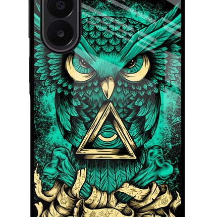 Green Owl Samsung A27 5G Glass Case Back Cover by Casekaro