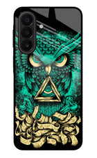 Green Owl Samsung A27 5G Glass Case Back Cover by Casekaro