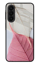 White Pink Leaf Samsung A27 5G Glass Case Back Cover by Casekaro