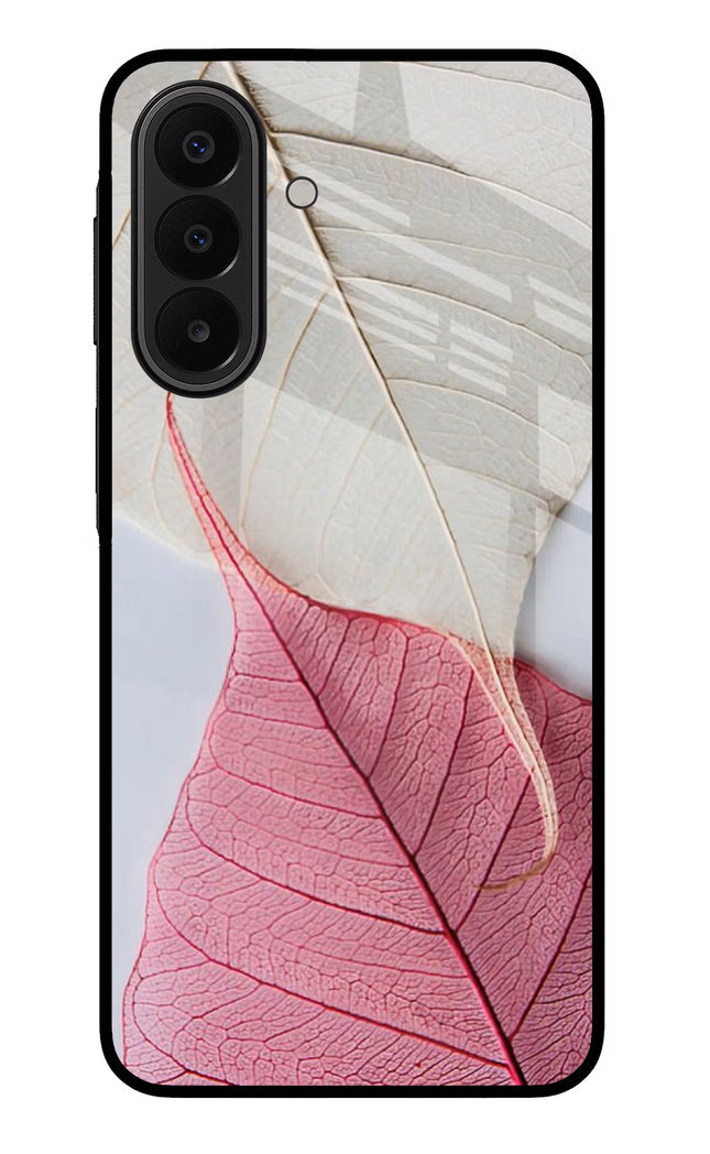 White Pink Leaf Samsung A27 5G Glass Case Back Cover by Casekaro