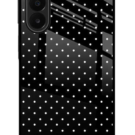 White Dots Samsung A27 5G Glass Case Back Cover by Casekaro