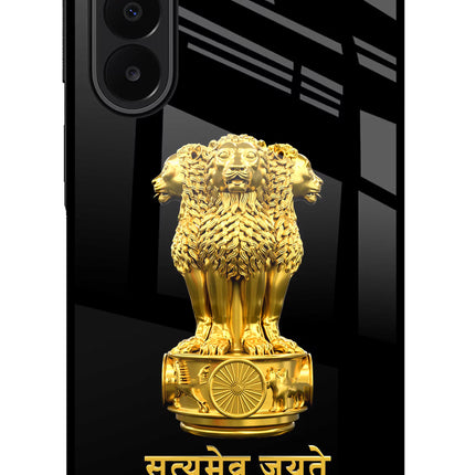 Satyamev Jayate Golden Samsung A27 5G Glass Case