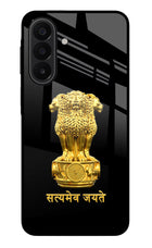Satyamev Jayate Golden Samsung A27 5G Glass Case Back Cover by Casekaro