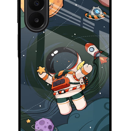 Cartoon Astronaut Samsung A27 5G Glass Case Back Cover by Casekaro