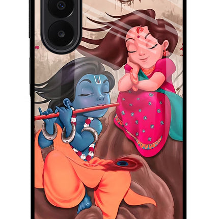 Radhe Krishna Samsung A27 5G Glass Case Back Cover by Casekaro