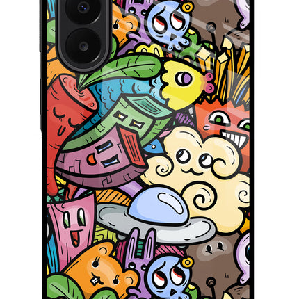 Veggie Doodle Samsung A27 5G Glass Case Back Cover by Casekaro