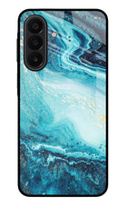 Blue Glitter Marble Samsung A27 5G Glass Case Back Cover by Casekaro