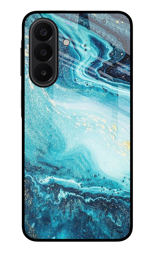 Blue Glitter Marble Samsung A27 5G Glass Case Back Cover by Casekaro