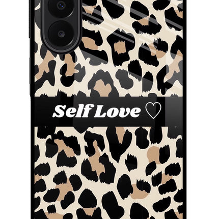 Leopard Print Self Love Samsung A27 5G Glass Case Back Cover by Casekaro