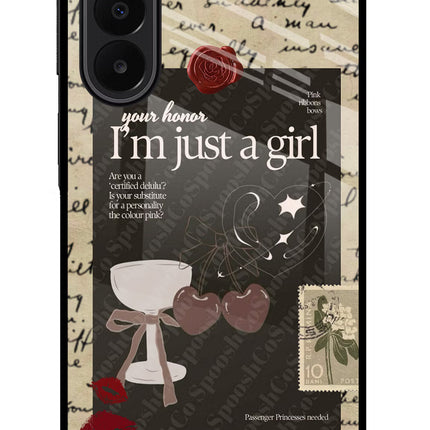 I am just a girl Samsung A27 5G Glass Case Back Cover by Casekaro