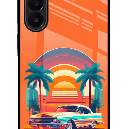 Palm Drive 80s Samsung A27 5G Glass Case Back Cover by Casekaro
