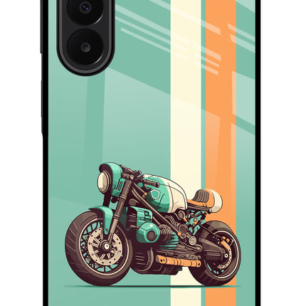 Striped Moto Drift Samsung A27 5G Glass Case Back Cover by Casekaro