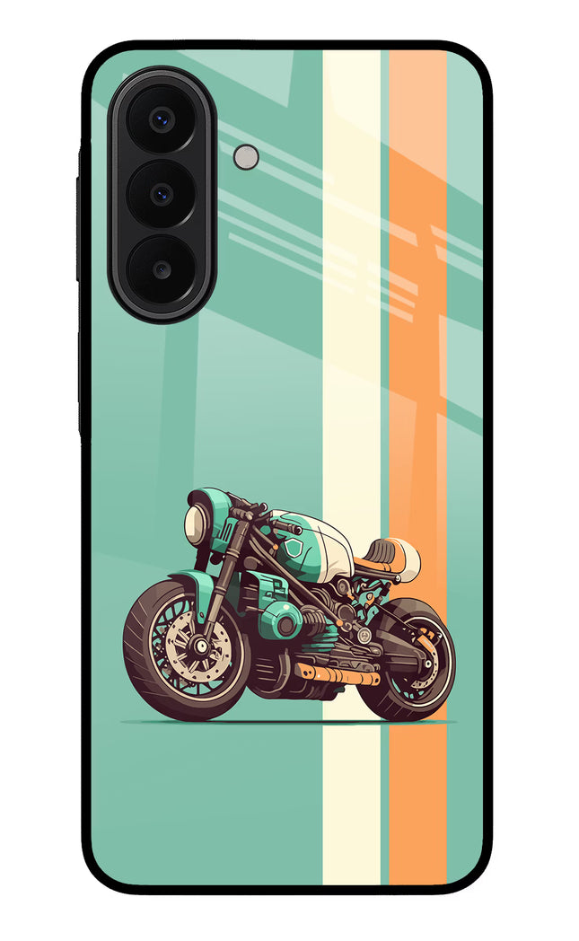 Striped Moto Drift Samsung A27 5G Glass Case Back Cover by Casekaro