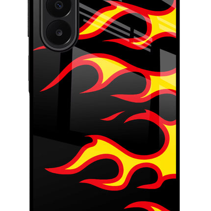 Side Sweep Flames Samsung A27 5G Glass Case Back Cover by Casekaro