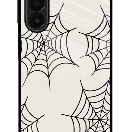 Spider Web Samsung A27 5G Glass Case Back Cover by Casekaro