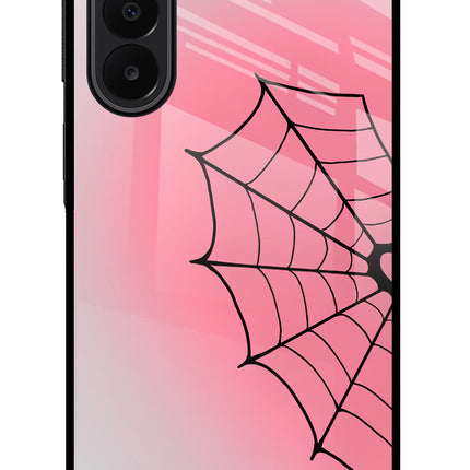 Pink Web Samsung A27 5G Glass Case Back Cover by Casekaro