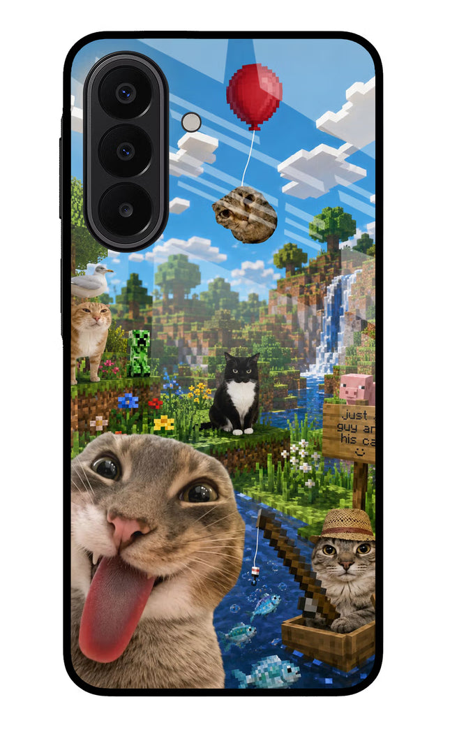 Minecraft Cat Chaos Samsung A27 5G Glass Case Back Cover by Casekaro