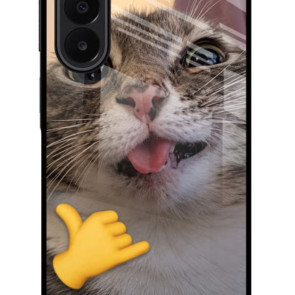 Silly Cat Call Samsung A27 5G Glass Case Back Cover by Casekaro