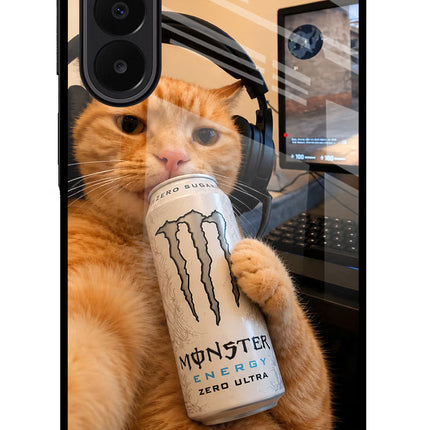 Gamer Cat Energy Samsung A27 5G Glass Case Back Cover by Casekaro