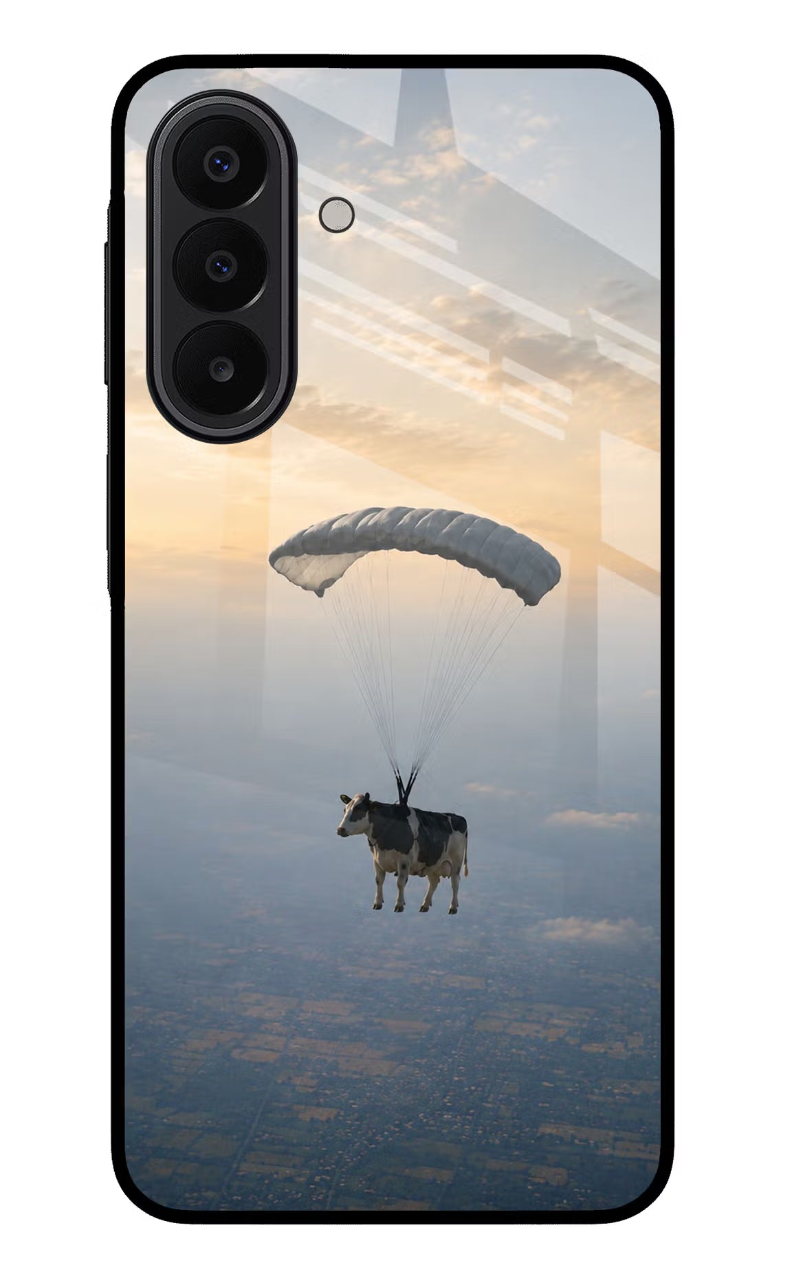 Skydiving Cow Samsung A27 5G Glass Case