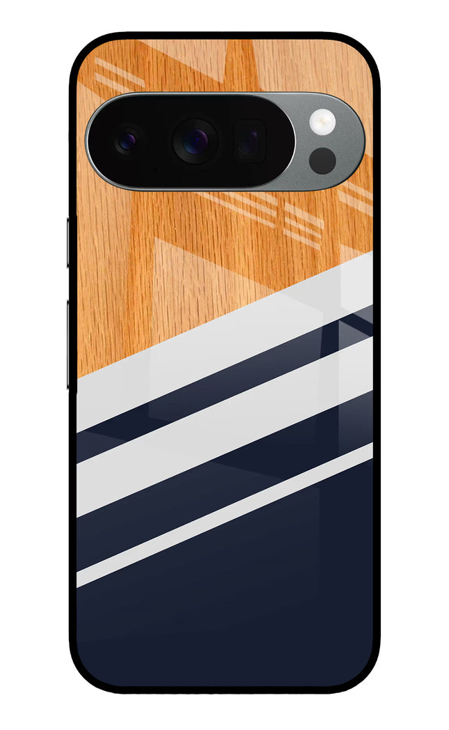 Blue and white wooden Google Pixel 10 Pro Glass Case