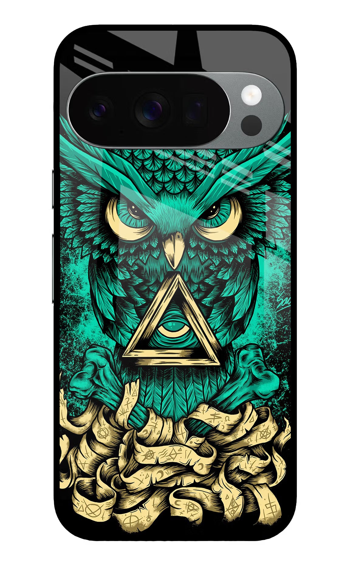 Green Owl Google Pixel 10 Pro Glass Case