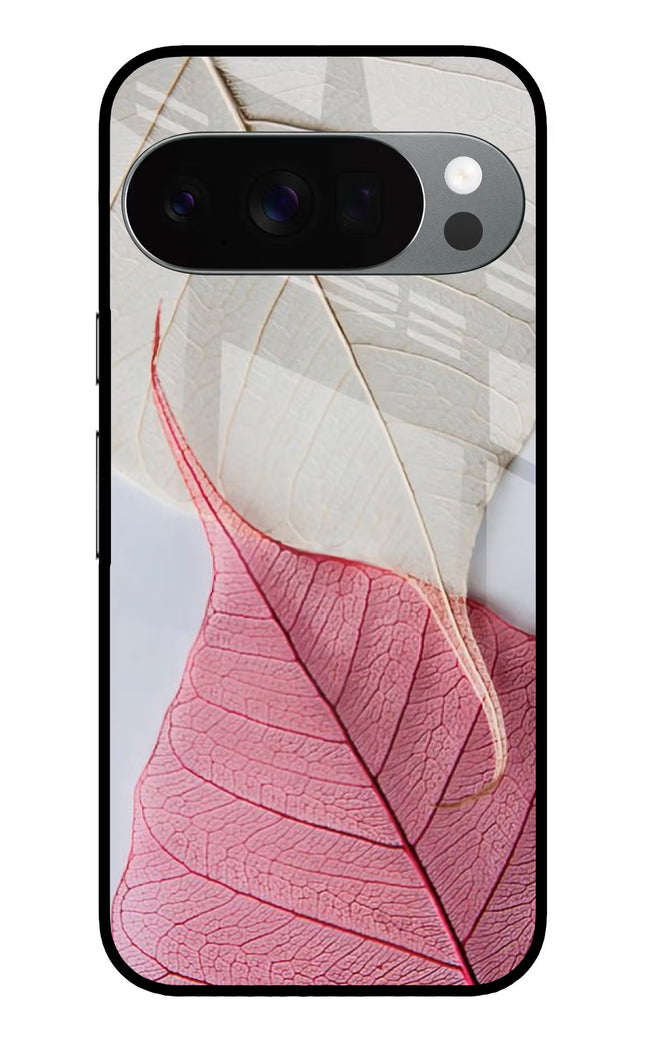 White Pink Leaf Google Pixel 10 Pro Glass Case