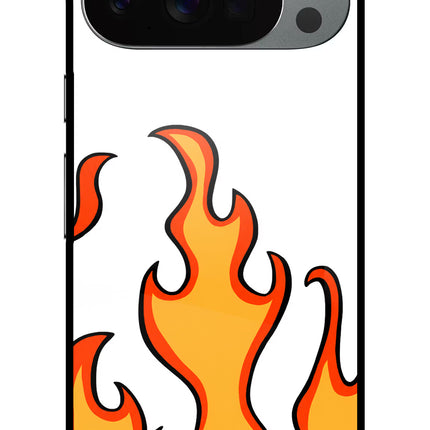 Fired Up – White Google Pixel 10 Pro Glass Case Back Cover by Casekaro