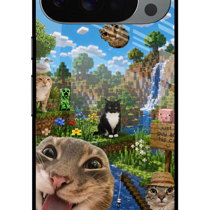 Minecraft Cat Chaos Google Pixel 10 Pro Glass Case Back Cover by Casekaro